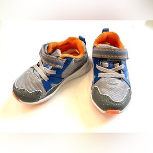 Stride Rite Kids Sneakers - Gray with Blue and Orange Highlights